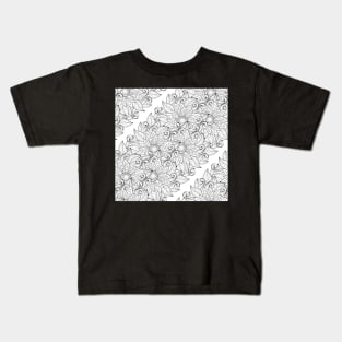 Non Colored Pattern with Floral Motifs Kids T-Shirt